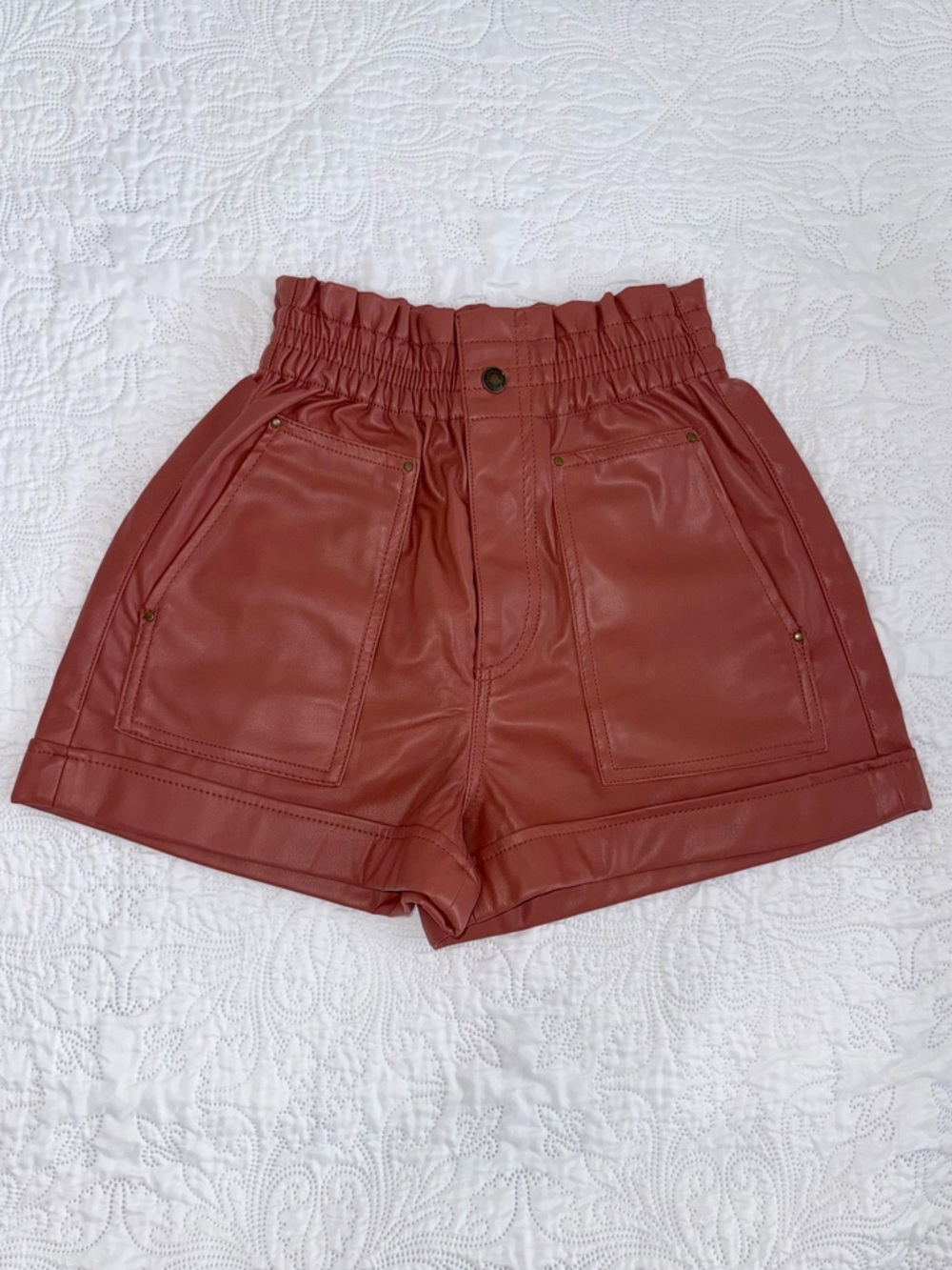 Zara brown leather shorts